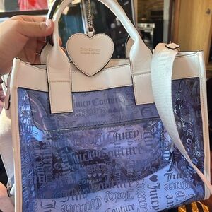 Juicy Couture Blue and White Tote Bag
